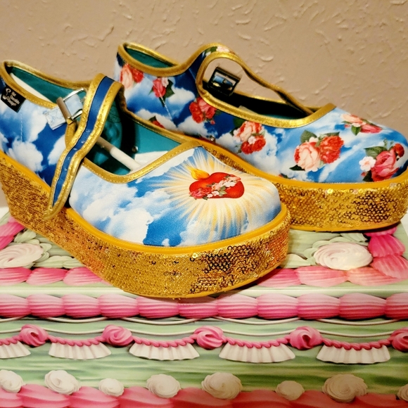 Hot Chocolate Shoes Hot Chocolate Platform Shoes With Gold Sequin